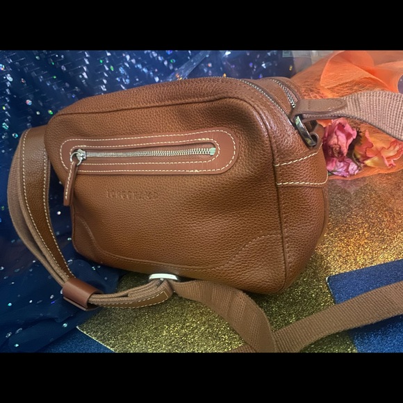 LONGCHAMP LEATHER BRITISH TAN CAMERA STYLE CROSSBODY Bag GORG LUX CLASSIC Sm EUC - Picture 11 of 16